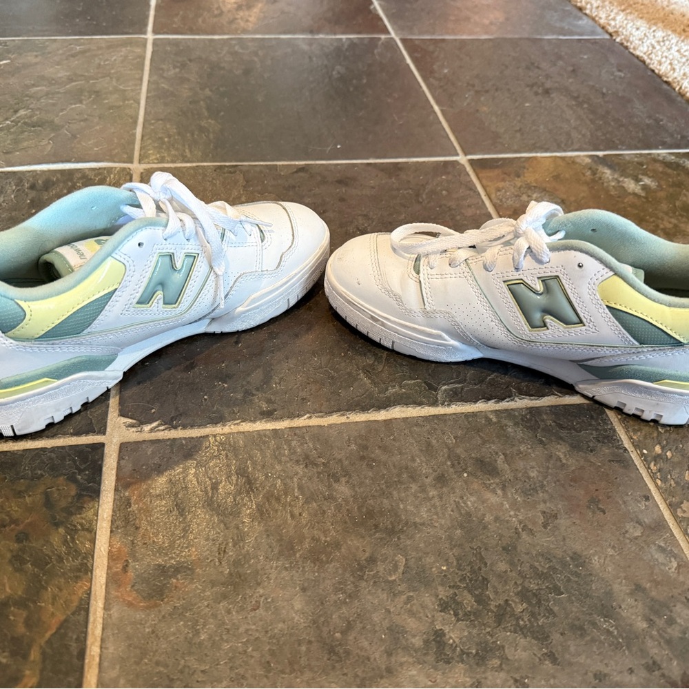 New Balance 550 White with Pastel Blue & Yellow Sneakers